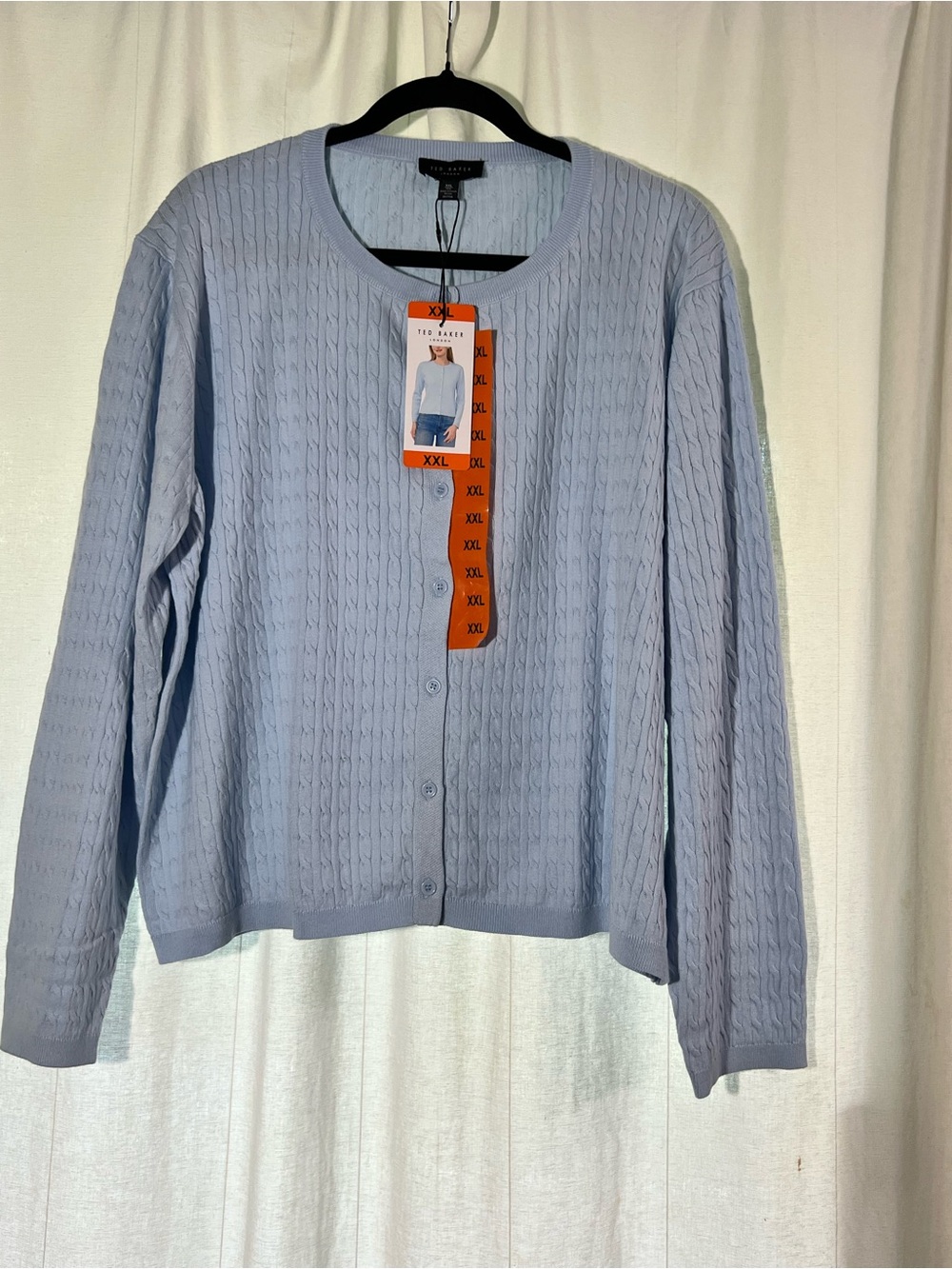 Ted Baker Pale Blue Cable-Knit Button Cardigan